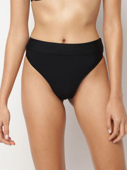 Missguided - Black Mix And Match High Waisted Thong Bikini Bottoms