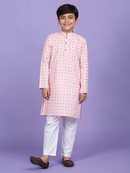 Kraft India - Cotton Blend Printed Pink Kurta