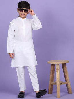 Kraft India - Cotton Blend Solid White Kurta