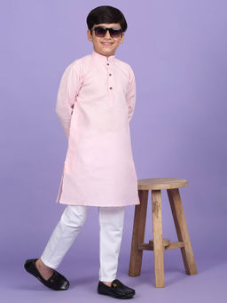 Kraft India - Cotton Blend Woven Design Pink Kurta