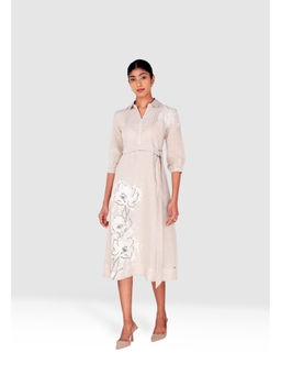 Kaveri - Nude Pindrop Alice Midi Dress with Belt (Set of 2)