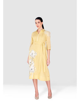 Kaveri - Yellow Pindrop Alice Midi Dress with Belt (Set of 2)