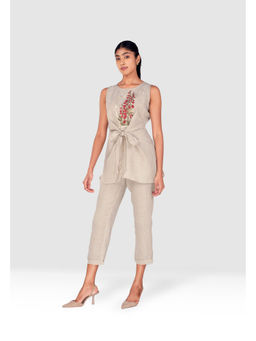 Kaveri - Nude Flute Pipes Tie Co-Ord (Set of 2)