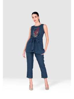 Kaveri - Blue Flute Pipes Tie Co-Ord (Set of 2)