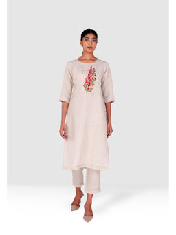 Kaveri - Grey Flute Pipes Kurta with Pant (Set of 2)