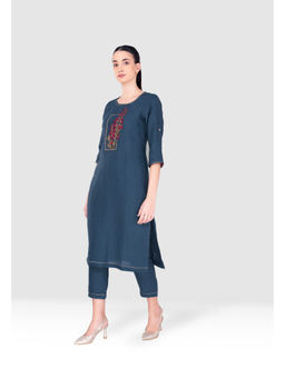 Kaveri - Nude Flute Pipes Kurta with Pant (Set of 2)