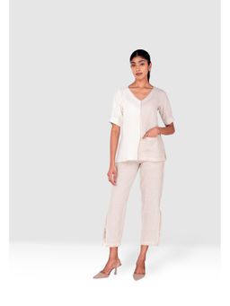 Kaveri - Off-white Gilded Edge Co-Ord (Set of 2)