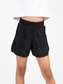 Doto Kids - Black Girls Cotton Shorts