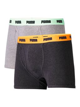 Puma - Stretch Elastic Waistband Mens Grey & Black Trunks (Pack of 2)
