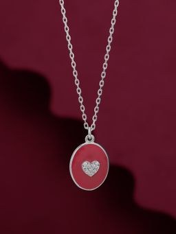Carlton London - Women Rhodium-Plated CZ Studded Pendant with Chain