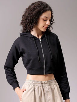 Freehand - Womens Black Solid Hoodie