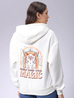 Freehand - Womens White Graphic Hoodie