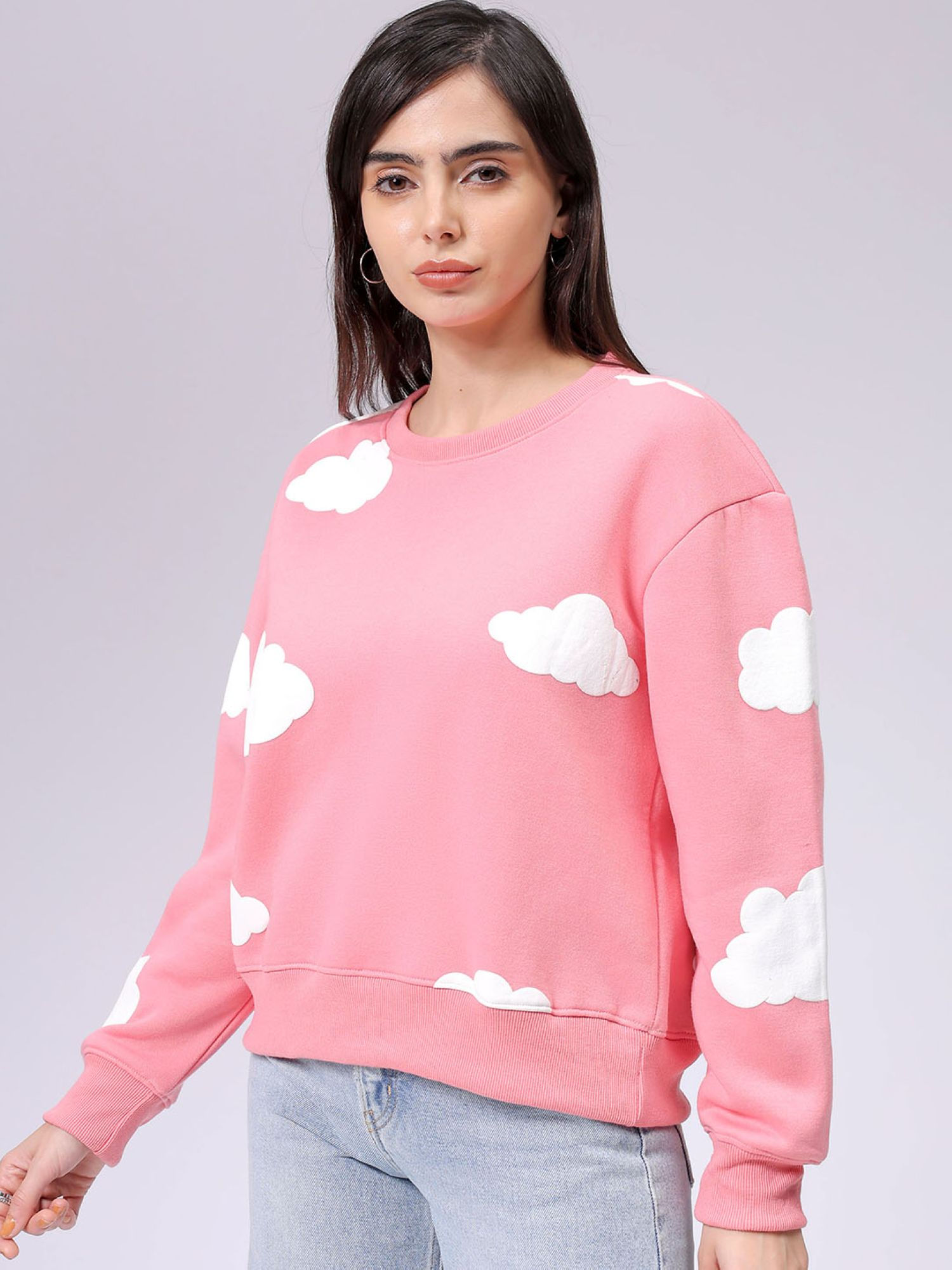 Womens Pink Printed Sweatshirt-image-21