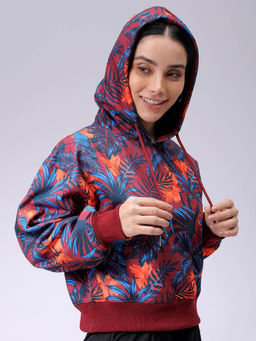 Freehand - Womens Maroon Floral Hoodie