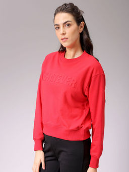 Freehand - Womens Red Solid Sweatshirt