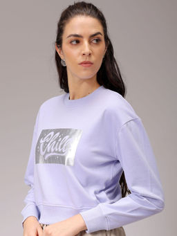 Freehand - Womens Lavender Typography Sweatshirt