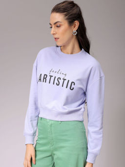 Freehand - Womens Lavender Typography Sweatshirt