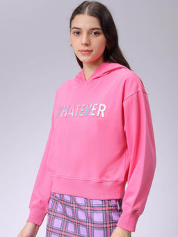 Freehand - Womens Pink Typography Hoodie