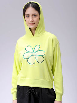 Freehand - Womens Yellow Printed Hoodie