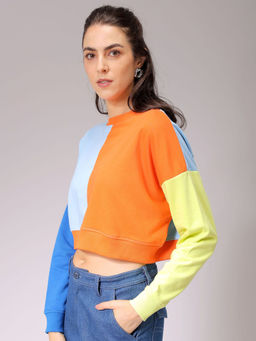 Freehand - Womens Blue Colorblock Sweatshirt