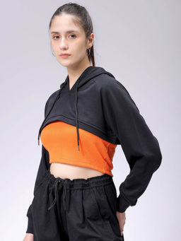 Freehand - Womens Black Solid Hoodie