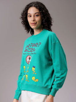 Freehand - Womens Green Printed Sweatshirt