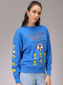 Freehand - Womens Blue Printed Sweatshirt