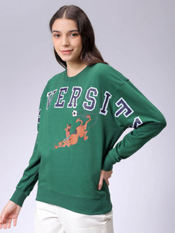 Freehand - Womens Green Typography Sweatshirt