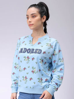 Freehand - Womens Blue Printed Sweatshirt