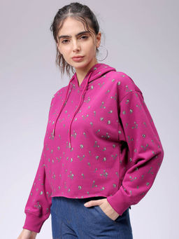 Freehand - Womens Purple Printed Hoodie