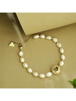 Guess - Rolling Hearts Gold-Plated Stainless Steel Bracelet For Women (L)