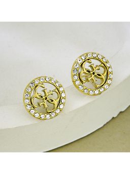 Guess - Life In 4G Stud Earrings For Women, Stainless Steel, Anti-Tarnish, Gold-Plated