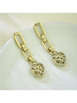 Guess - Heart Cage Gold-Plated Stainless Steel Earrings For Women