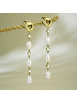 Guess - Rolling Hearts Gold-Plated Stainless Steel Earrings For Women