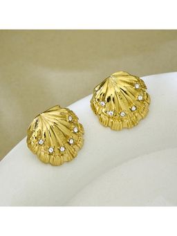 Guess - Seashell Stud Earrings For Women, Stainless Steel, Anti-Tarnish, Gold-Plated