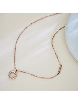 Guess - Circle Lights Rose Gold-Plated Stainless Steel Necklace For Women