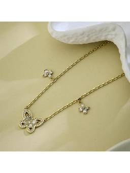 Guess - Lily Butterfly Link Necklace For Women, Stainless Steel, Anti-Tarnish, Gold-Plated