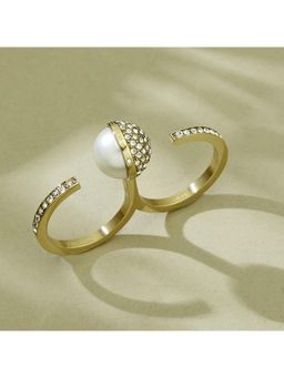 Guess - Calypso Gold-Plated Stainless Steel Ring For Women (M)