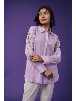 Zari Jaipur - Purple Cotton Viscose Embroidery Tunic