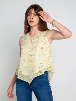 Zink London - Women's Green Printed Top