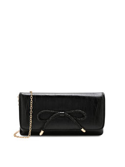 Lavie - Crush Bow Women Envelope Clutch with Detachable Chain -Black (M)
