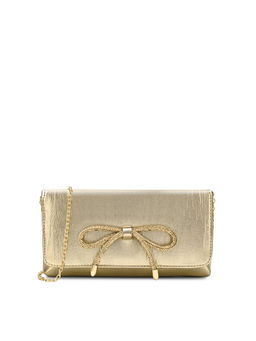 Lavie - Crush Bow Women Envelope Clutch with Detachable Chain -Gold (M)