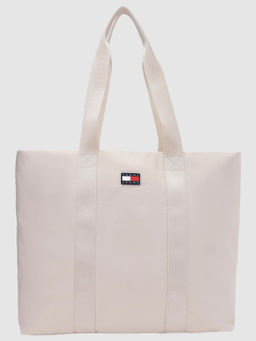 Tommy Hilfiger - Solid Beige Polyester Tote Bag