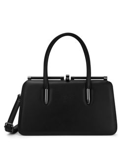 Lavie Luxe - Women Book Frame Satchel Bag with Detachable Strap -Black (M)