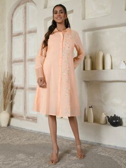 AAVYAM - Peach Floral Shirt Dress