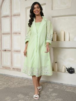 AAVYAM - Embroidered Green Coat Dress