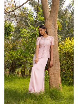 Dareiss - Pink Azurea French lace Satin Dress with Jacket
