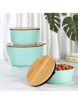 HomeTown - StorEasy Melamine & Bamboo Container Set of 3 in Green