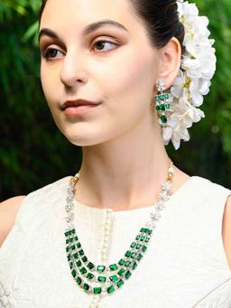 Odette - White Mixed Metal Detailing Jewellery Set