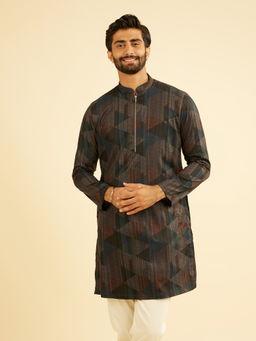 Manyavar - Men Brown Abstract Kurta